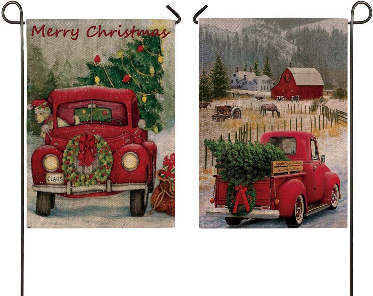 Best Burlap Garden Flag With Old Trucks