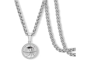 Alissl Soccer Necklace for Boys Basketball Baseball Football Fanatic Gifts Stainless Steel Thick Wheat Chain Pendant Sport Jewelry Gift for Sprots Fan Men Teen Boys Girls Son niece Daughter Grandson