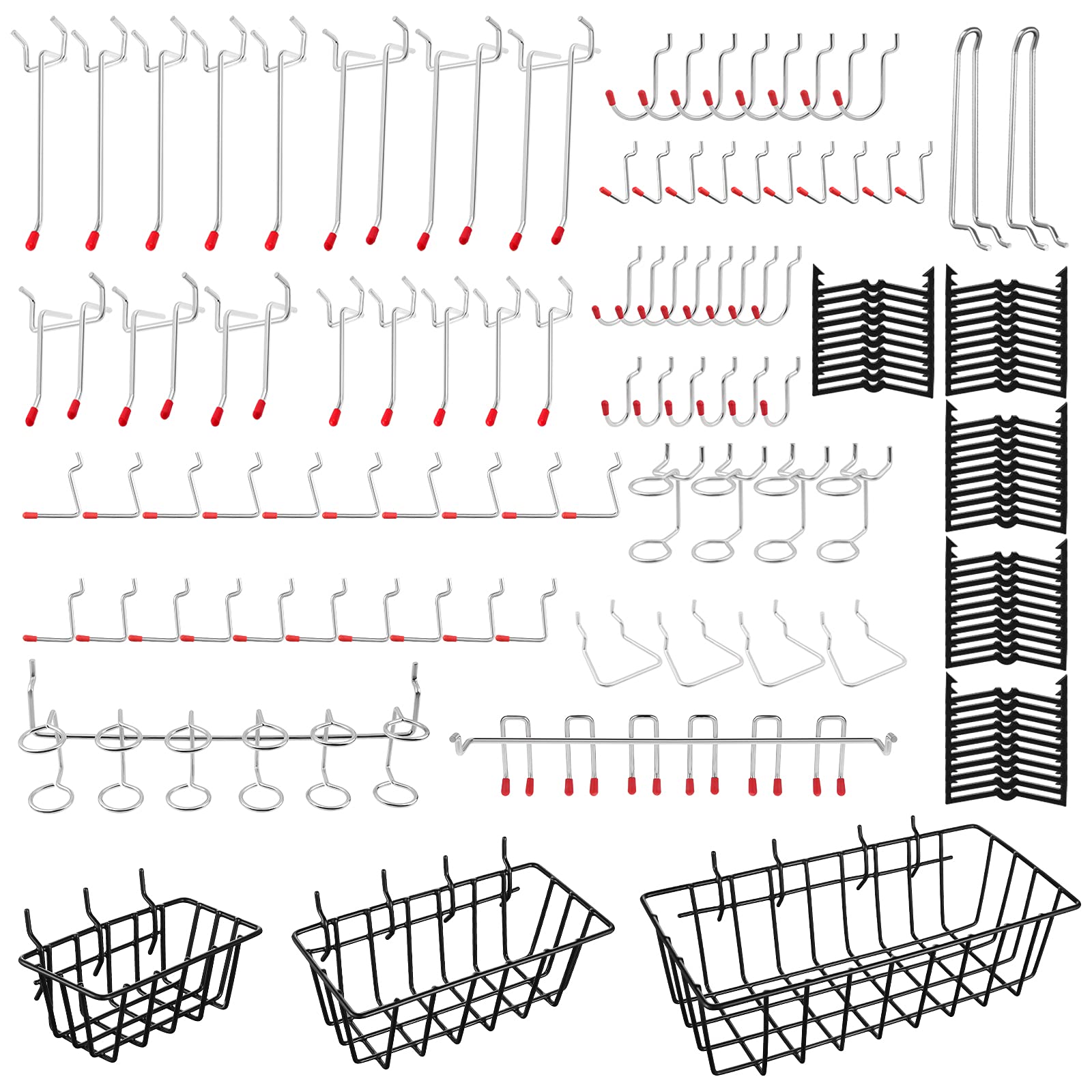 Faankiton Pegboard Hooks Assortment, Stainless Steel Pegboard Hooks Set Pegboard Hanging Accessories 1/8 and 1/4 inch for Organizing Various Tools in the Garage Kitchen Workbench Retail Shop (138PCS)