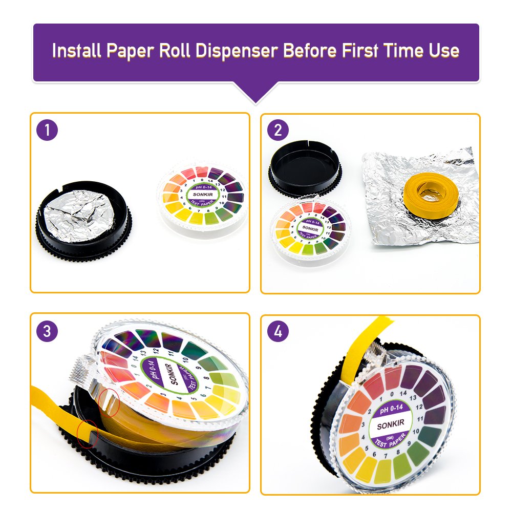 Sonkir pH Test Strips, Test pH Level for Acidic Alkaline, Professional Universal pH Strips Litmus Paper Roll, Full pH Range of 0-14 (16.4ft)