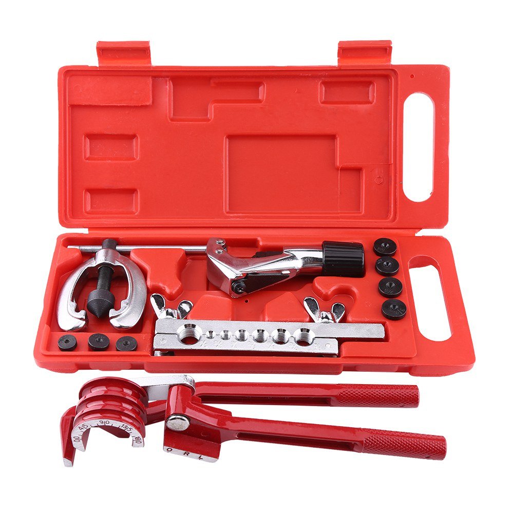 lyrlody Pipe Flaring Kit,11Pack Pipe Wrench Imperial Pipe Flanging Kit Brake Fuel Pipe Repair Flaring Tool Set and Tube Cutter with Cutter Bending Tool Set