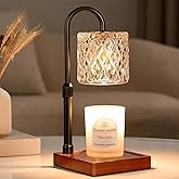 Hong-in Candle Warmer Lamp with Timer -Dimmable Adjustable Height Wax Melt Warmer for Jar Candles,Vintage Home Decor with Elegant Amber Glass,Birthday Gifts for Women, Mom, Friend
