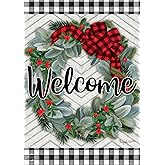 Briarwood Lane Winter Wreath Welcome House Flag