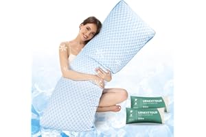 urnexttour Long Body Pillow Cooling, Shredded Memory Foam Full Body Pillow for Adults Sleeping, Adjustable Long Pillow for Side Sleeper Pregnant Women, with 2 Extra Fillings, 20"x54", Blue+White