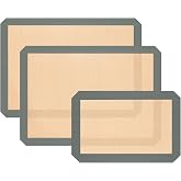 Silicone Baking Mat, Reusable Silicone Oven Baking Sheet | Pack of 3, 2 Half &amp; 1 Quarter Sheet, Heat Resistant, Nonstick Food Safe Baking Mat, for Cookie, Bread, Pastry (Gray)