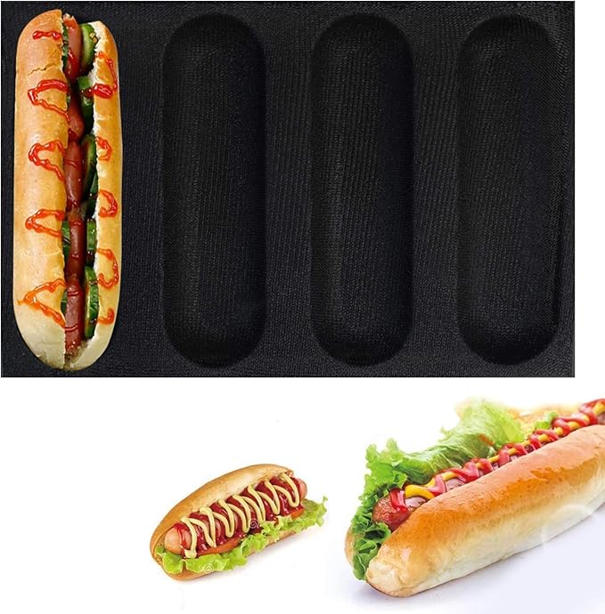 Hot Dog Bun Pan Silicone Hot Dog Bread Mould NonStick Silicone