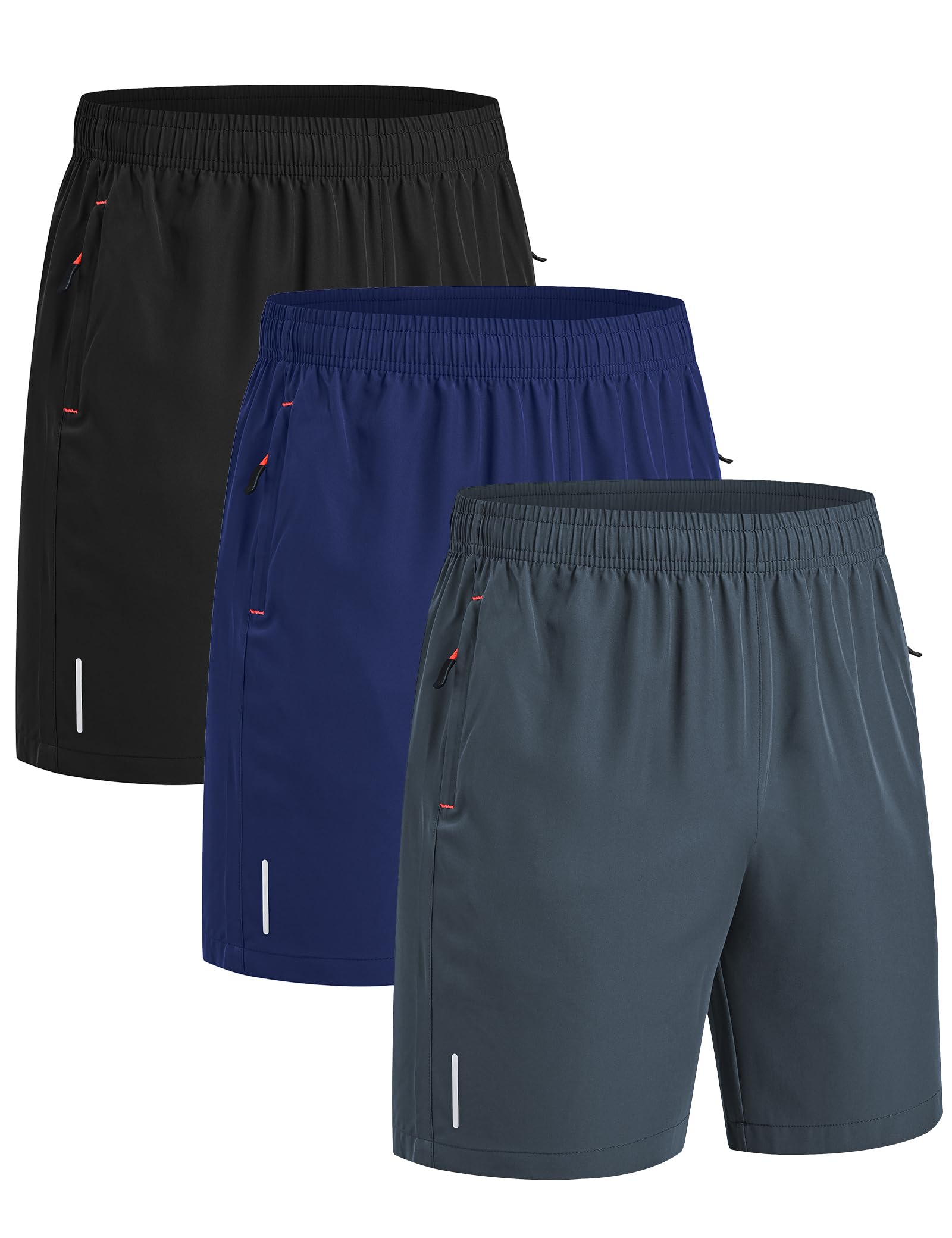 kuzwufs Kurze Jogginghose Herren Trainingsshorts Turnhose Kurz Fitness Shorts Mann Kurze Hosen Männer Laufhose Tennishose Schwarz Schnell Trocknend Atmungsaktive Shorts-Schwarz/Grau/Navy-XXL