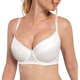 DORINA Carmen Light Padded Everyday Bra Supportive Underwire Balcony Balconette 3/4 Cup Demi T-Shirt Bra for Curves Women(32D-44D) D17143 Ivory -40F