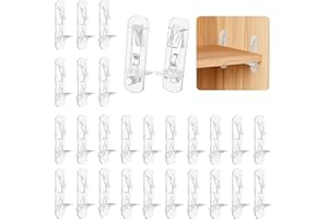 Vibit 28 Pcs Clear Plastic Cabinet Shelf Pegs, 6 mm Self-Locking Shelf Support Pegs Shelf Brackets for 3/4 Inch Thick Shelves, Cabinet Shelf Clips Cabinet Shelf Pins for Wood Shelving