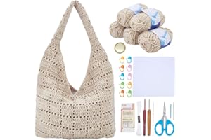ORIGACH DIY Crochet Bag Kit for Beginners Adults Crochet Grid Shoulder Bag Starters Kit Include Yarn, Hooks, Instruction, Vid