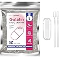 Empty Capsules Size 5 100 count,Clear Empty Gelatin Capsules Kosher,Halal and Non GMO Certified for DIY Supplements.Hypoaller