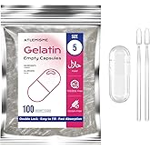 Empty Capsules Size 5 100 count,Clear Empty Gelatin Capsules Kosher,Halal and Non GMO Certified for DIY Supplements.Hypoaller