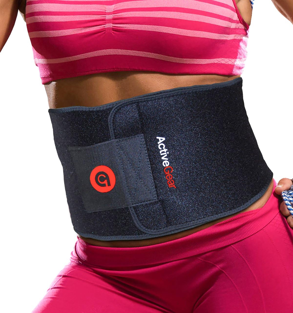 ActiveGear Waist Trimmer Belt Slim Body Sweat Wrap for Stomach and Back Lumbar Support: Sports & Outdoors
