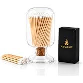 Includes Matches | Decorative Glass Matches Cloche | Bottle Jar Fireplace Candle Match Holder Gift Set
