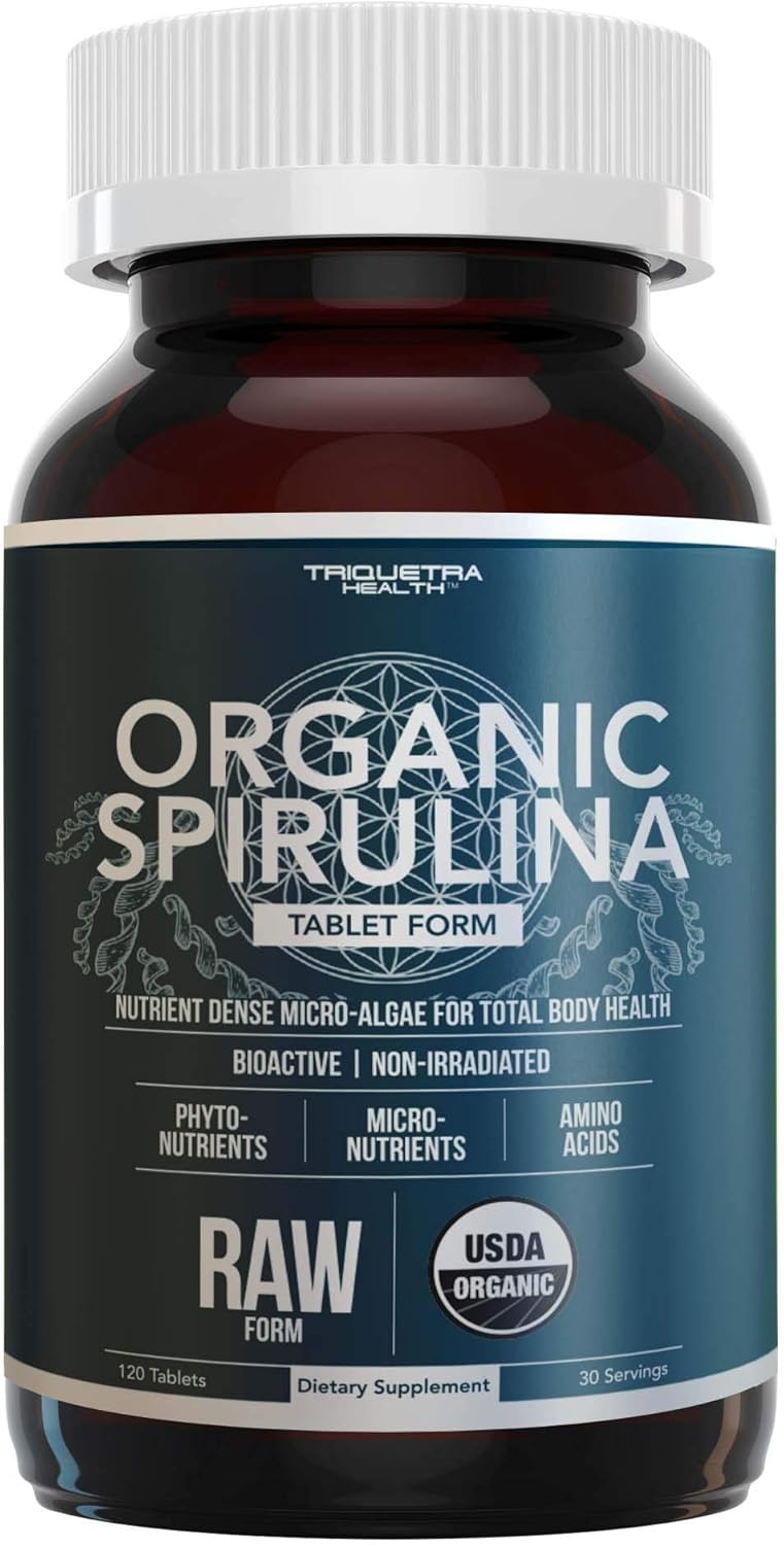 Organic Spirulina Tablets – Highest Nutrient Density & Purest Spirulina in World, Guaranteed - Raw Certified, 4 Organic Certifications, Non-Irradiated (120 Tablets): Health & Personal Care