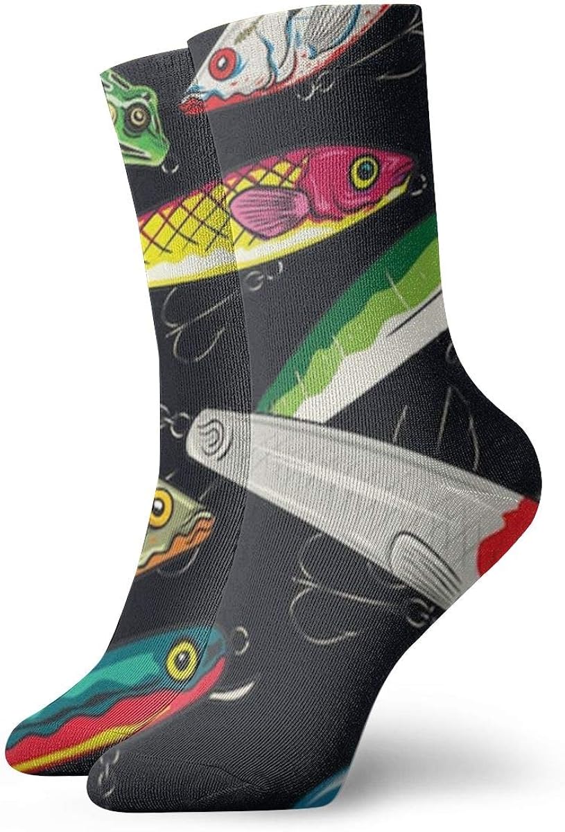 Popular Colorful Bait Animal Fish Novelty Funny Crazy Crew Sock Cool