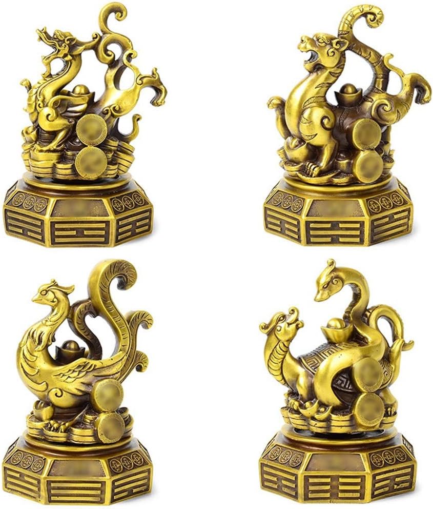 Somnrchun 4 Pieces Copper Ornaments Home Office Decorations Crafts Feng Shui Products (Size : 12cm*12cm*18.5cm)