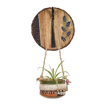 Jute Embellished Earthen Planter on a Round Hook