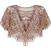 Vijiv Women's 1920s Shawl Wrap Art Deco Sequin Beaded Evening Cape Bolero Flapper Cover Up