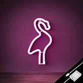 Ganrami Tropical Pink Flamingo Neon Sign, USB & Battary Powered Neon Flamingo Light, Room Decor, Party Decorations, Tropical, Luau Party Decorations