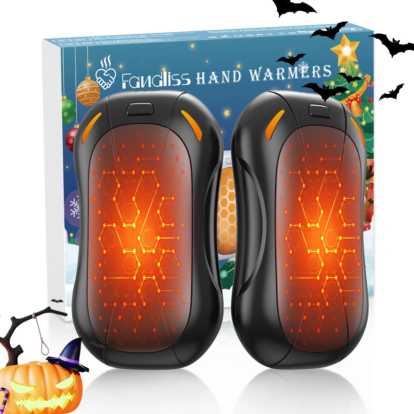Photo 1 of 2 Pack Hand Warmers Rechargeable 6000mAh,FANDLISS Electric Hot Hands Hand Warmers,Quick Heating Pocket Heater Reusable Hand Warmer for Outdoor/Camping/Skiing, for Men/Women,Black