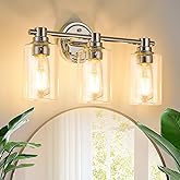 ALAISLYC Bathroom Light Fixtures Wall Sconce Light with Clear Glass Chrome 3 Lights Bathroom Lighting Over Mirror Vanity Ligh
