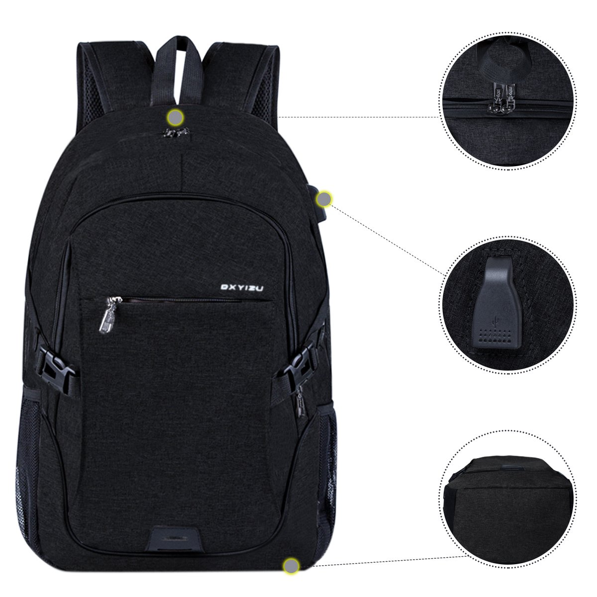 Laptop Backpack Waterproof Computer Travel Backpack with USB Charging Port Fits