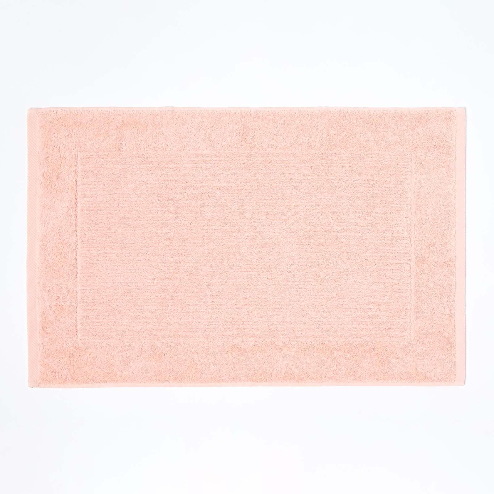 HOMESCAPES Imperial Plain Bath Mat 50 x 80 cm - Super Soft Bathroom Mat - 100% Turkish Cotton Shower Mat (Peach)