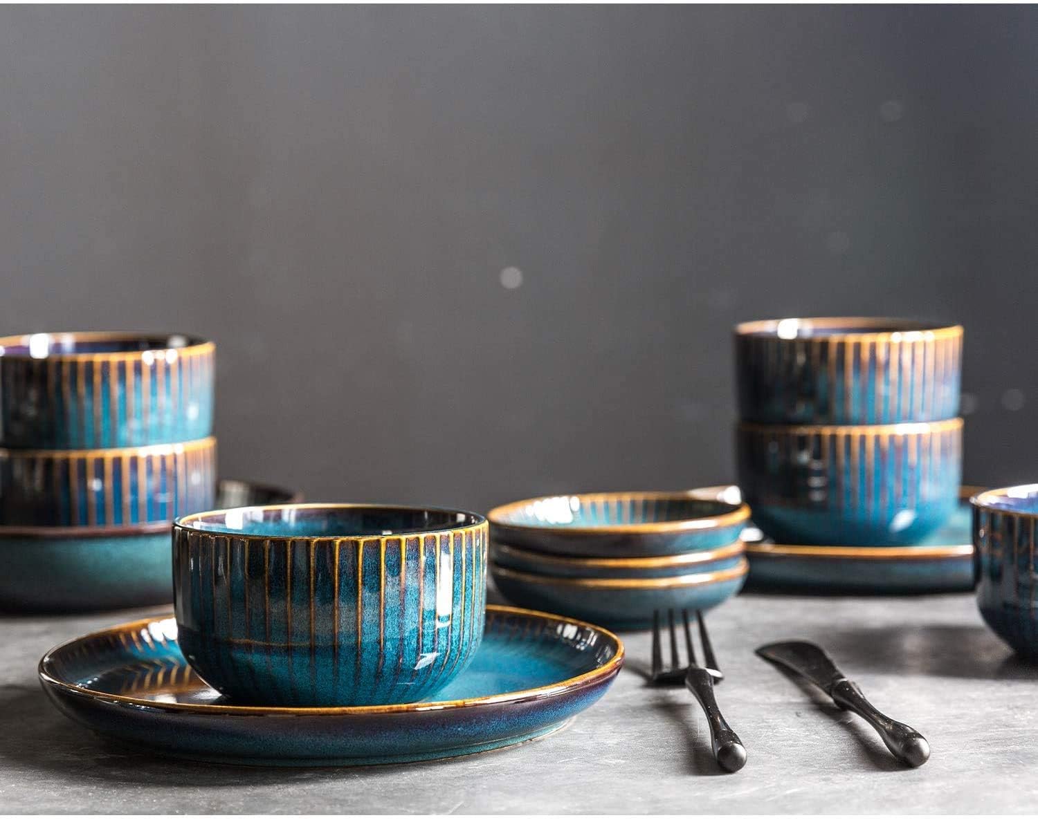 Porcelain Bowls, 500ml Blue Cereal Bowls, Rice Bowls, Salad Bowls, Dishwasher, Microwave & Oven Safe,11.5x6.5cm(2 Pack) - Image 4