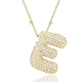 CCINPPY Letter Necklace, 14k Gold Plated Bubble