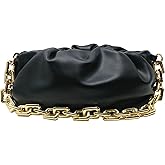 Women's Clutch Purse Bag | Cloud-Shaped Dumpling Chain Pouch | Ruched Chain Link Shoulder Handbag
