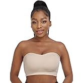 Zimcti Strapless Bras for Women Comfortable Non-Slip Silicone Bandeau Bra Seamless Tube to Bralette