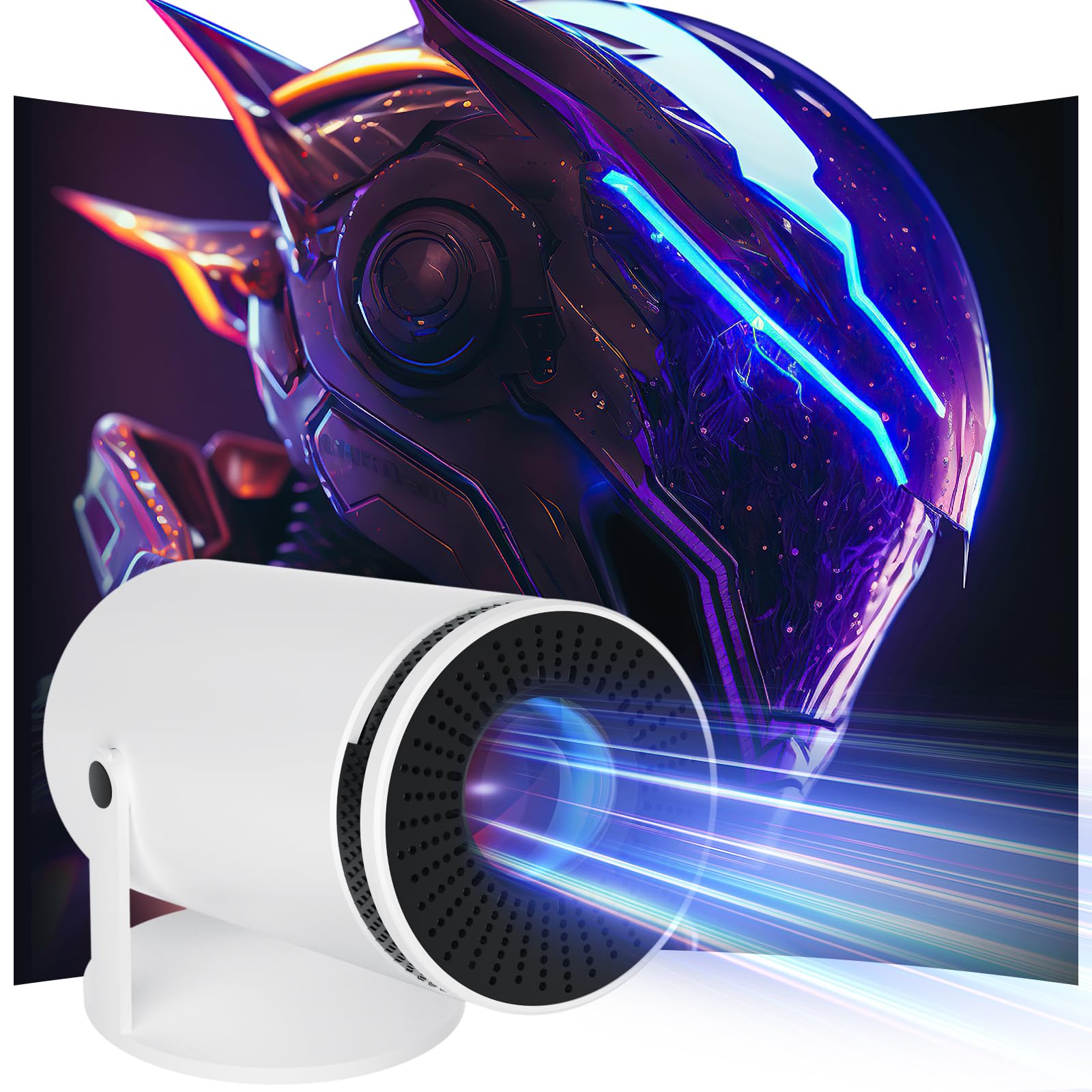 Qoosea Mini Smart Projector - 4K, 1080P, Bluetooth 5.0, Portable, Rotatable, Android 12, WiFi 6, Auto Keystone, Outdoor Movie Projector - Compatible with Phone, Laptop