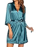Ekouaer Women's Lace-Trim Silk Robes Bride