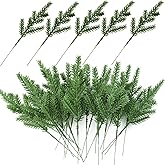 TIHOOD 62PCS Artificial Pine Needles Branches Garland-6.7x2.0 Inch Green Plants Pine Needles,Fake Greenery Pine Picks for DIY Garland Wreath Christmas Embellishing and Home Garden Decoration