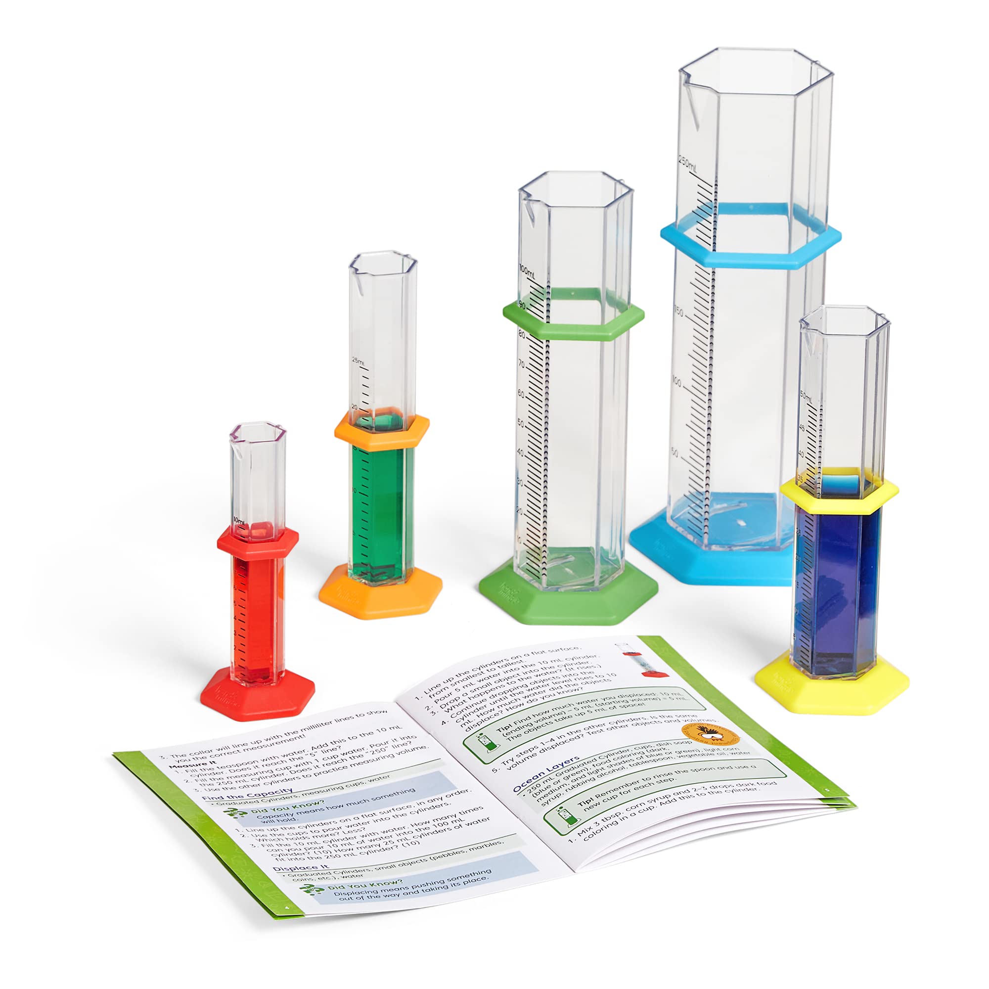 Hand2mind Starter Science Graduated Cylinder Set, Science Lab Equipment for Kids, Measuring Toys, Educational Science Kits, Chemistry Set, Science Supplies for Classroom (Set of 5)