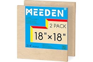 MEEDEN Unfinished Wood Canvas Board: 3/4” Deep 18x18” Wooden Canvas Panel Pack of 2 - Blank Cradled Wood Art Board for Painting