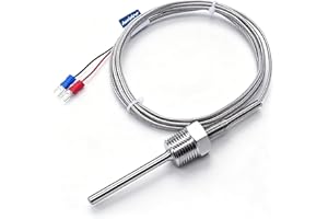 Twidec/2M NPT 1/2"inch Pipe Thread (6X50MM) Temperature Sensor Probe Two Wire Temperature Controller (0~600℃) 304 Stainless S