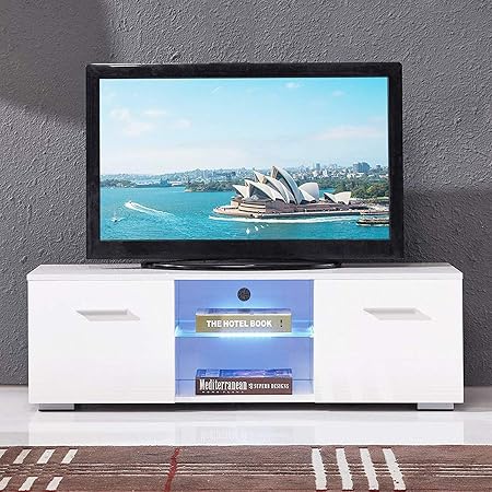 High Gloss Tv Stand For 65 Inch Tv Led Tv Stand With Storage And 2 Drawers