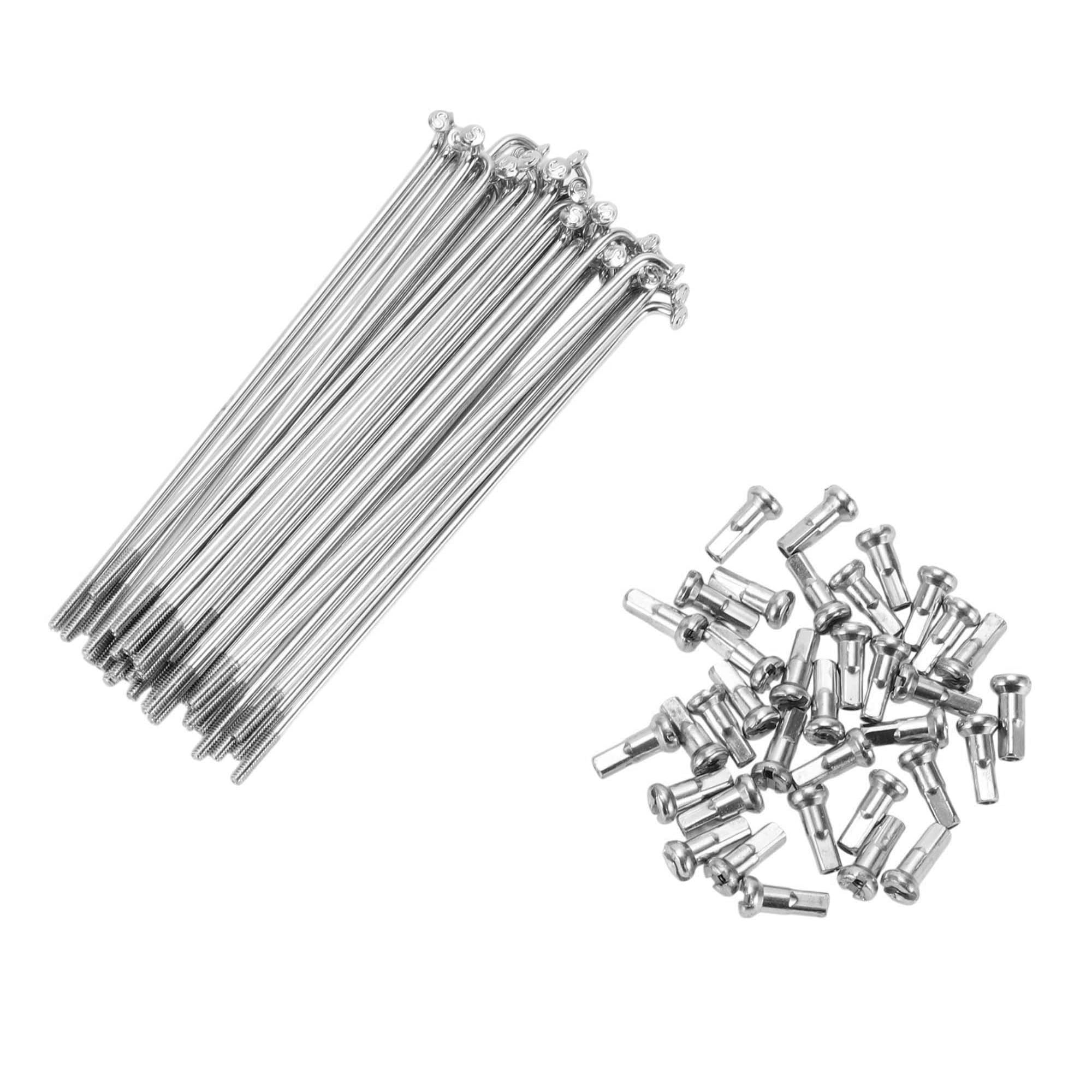 A ABSOPRO Bike Bicycle Spokes 14G 95MM Mountain Bike Spokes Carbon Steel Silver Tone 36Pcs