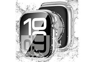 LETOID Waterproof for Apple Watch Series 11 10 Screen Protector Case 46mm, iWatch Face Cover, Hard PC Protective Bumper with Tempered Glass Accessories for Men Women 46 mm Clear