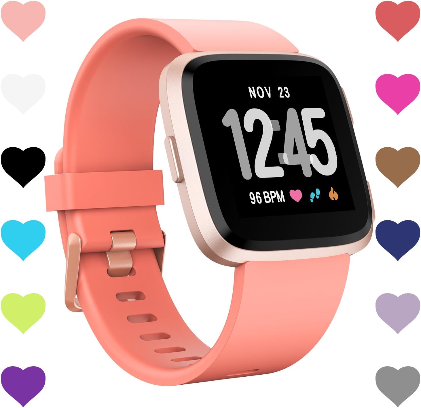 CreateGreat Bands Compatible with Fitbit Versa, Silicone Adjustable Replacement Wristband for Fitbit Versa Smart Watch Heart Rate Fitness Wristband Small Large (Zz Lavender,White,Plum, Large)