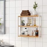 SONGMICS Bamboo 3-Tier Shelf Wall Mount/Free Standing White BCB13WN view 2