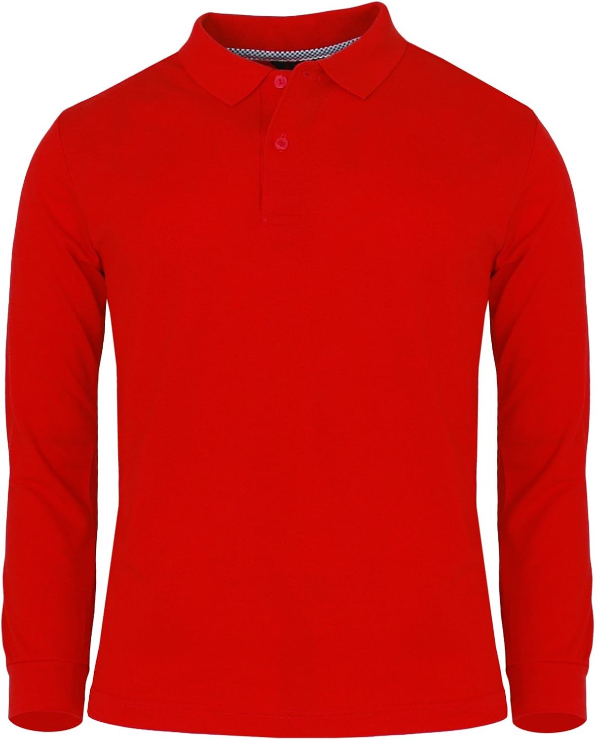 BCPOLO Men's Polo Shirt Cotton Pique Polo Shirt Long Sleeve Polo Shirt-red L: Clothing