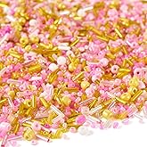Cheriswelry 100g Pink Glass Seed Beads Tiny Bracelet Beads Pony Loose Spacer Beads 1~7mm Small Handmade Craft Beads for DIY Keychain Earring Necklace Jewelry Making