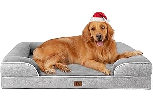 EHEYCIGA Orthopedic Dog Beds for Extra Large Dogs 44x32Inch, Waterproof Memory Foam XL Pet Bed with Sides, Non-Slip and Egg-Crate Foam Big Dog Couch Bed with Washable Removable Cover, Grey