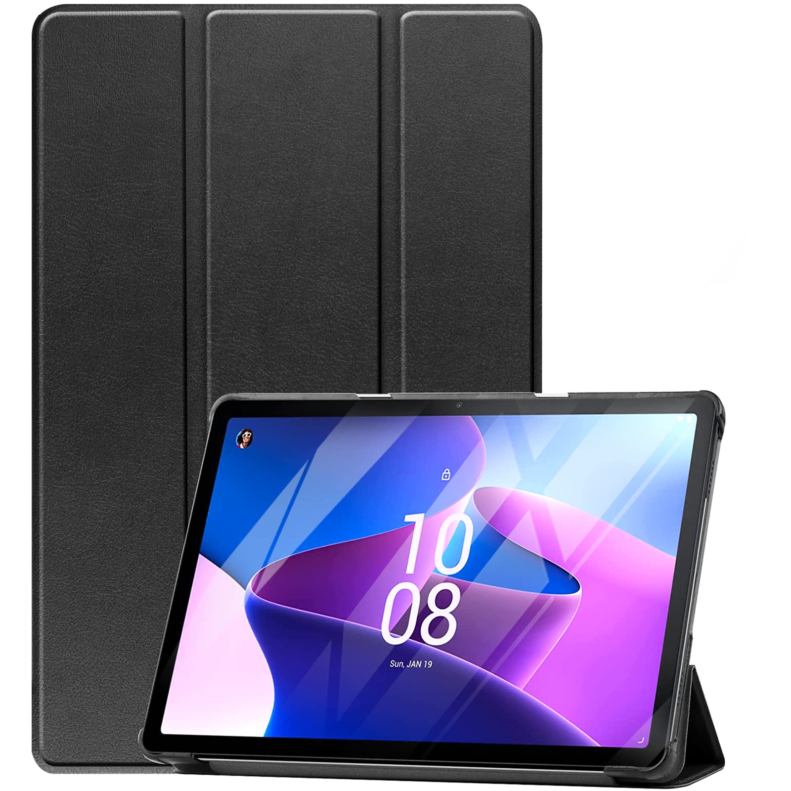 ProCase for Lenovo M10 3rd Gen 10.1 inch Case 2022 TB328FU / TB328XU Tablet Case, Slim Smart Case Trifold Stand Hard Shell Protective Folio Support Auto Sleep/Wake for Lenovo Tab M10 10.1 2022 -Black