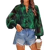 ZESICA Women's Floral Print Blouse 2026 Long Sleeve Button Down Casual Fall Boho Oversized Tops Shirts