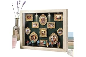 Mini Museum Silhouette Box - Museum of Us Frame with LED Light, Shadow Box Frame Kit with Figurines and Mini Frames, for Tabl