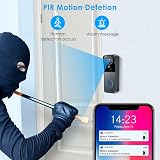 KAMEP 2K HD Wireless Video Doorbell WiFi PIR Motion Detection 2-Way Audio Night view 5